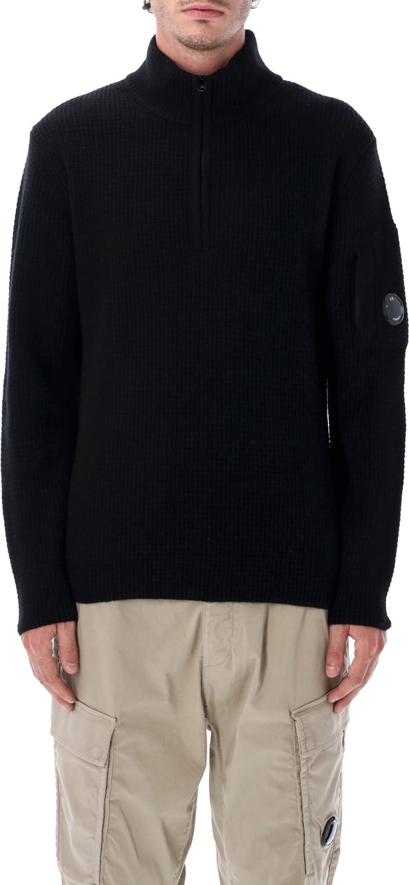 CP Company C.P. Company black wool zip sweater Zwart
