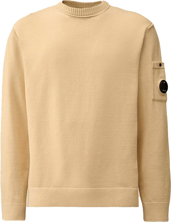 CP Company Crew Neck In Soft Cotton Stretch Knit Beige