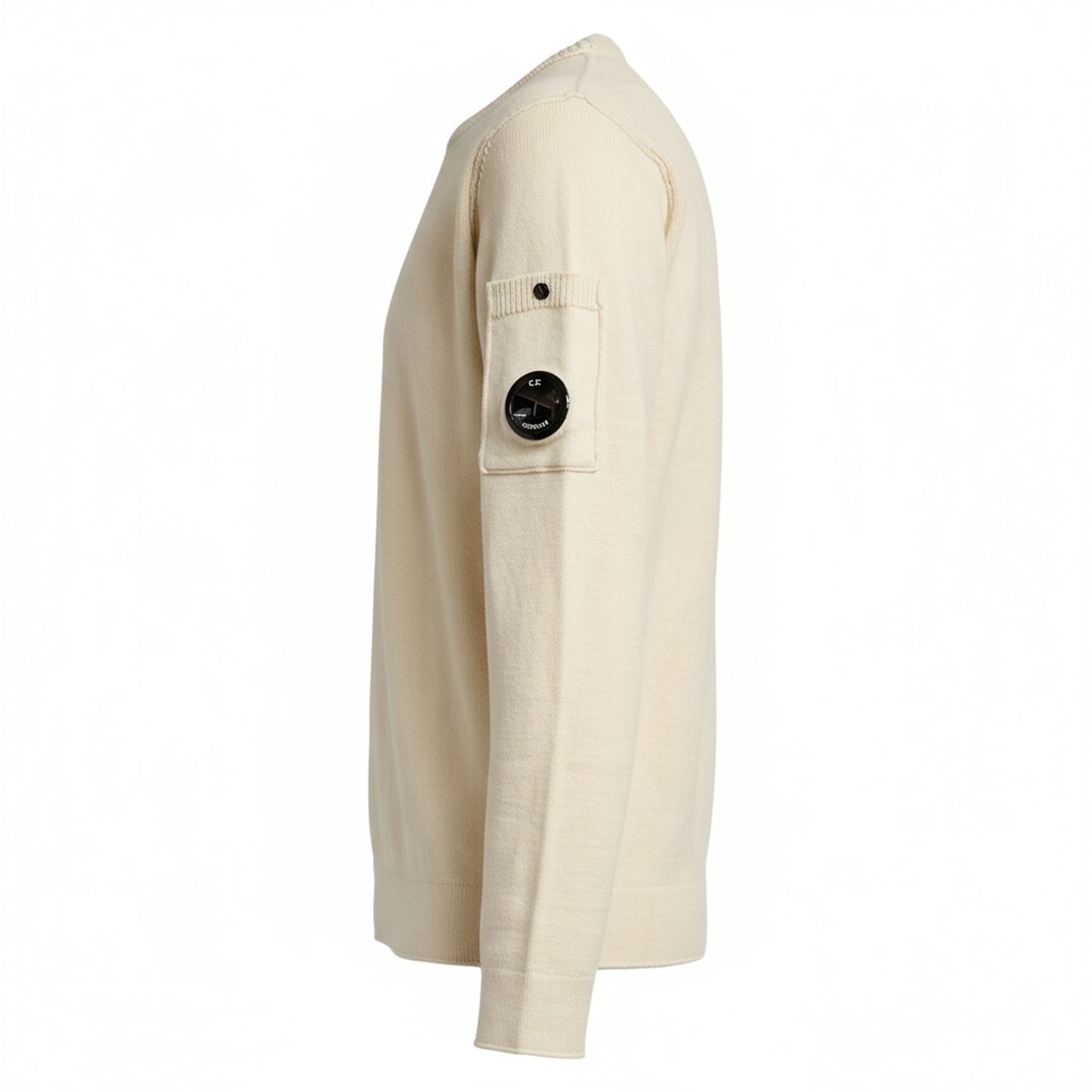 CP Company Crew Neck In Soft Cotton Stretch Knit Beige