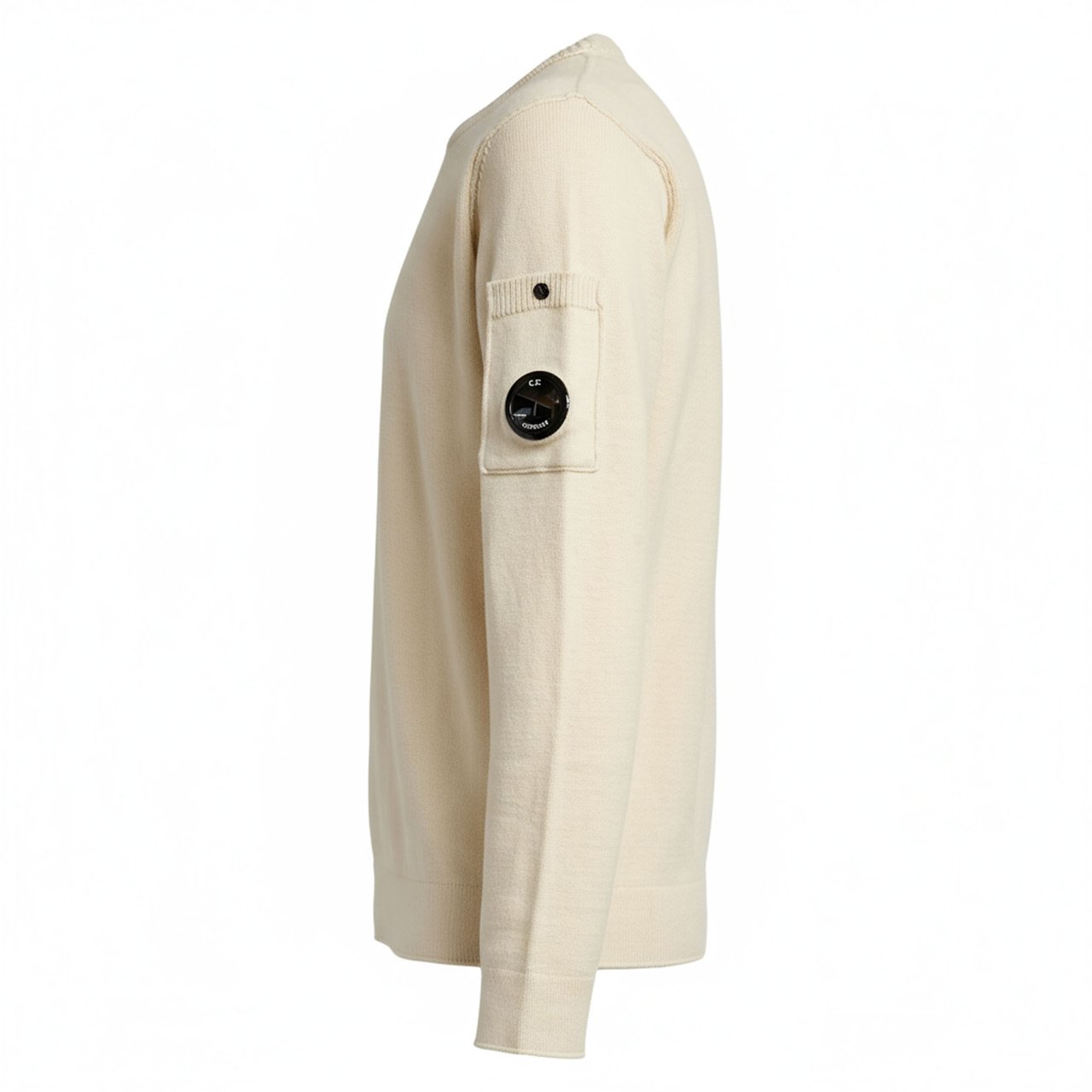 CP Company Crew Neck In Soft Cotton Stretch Knit Beige