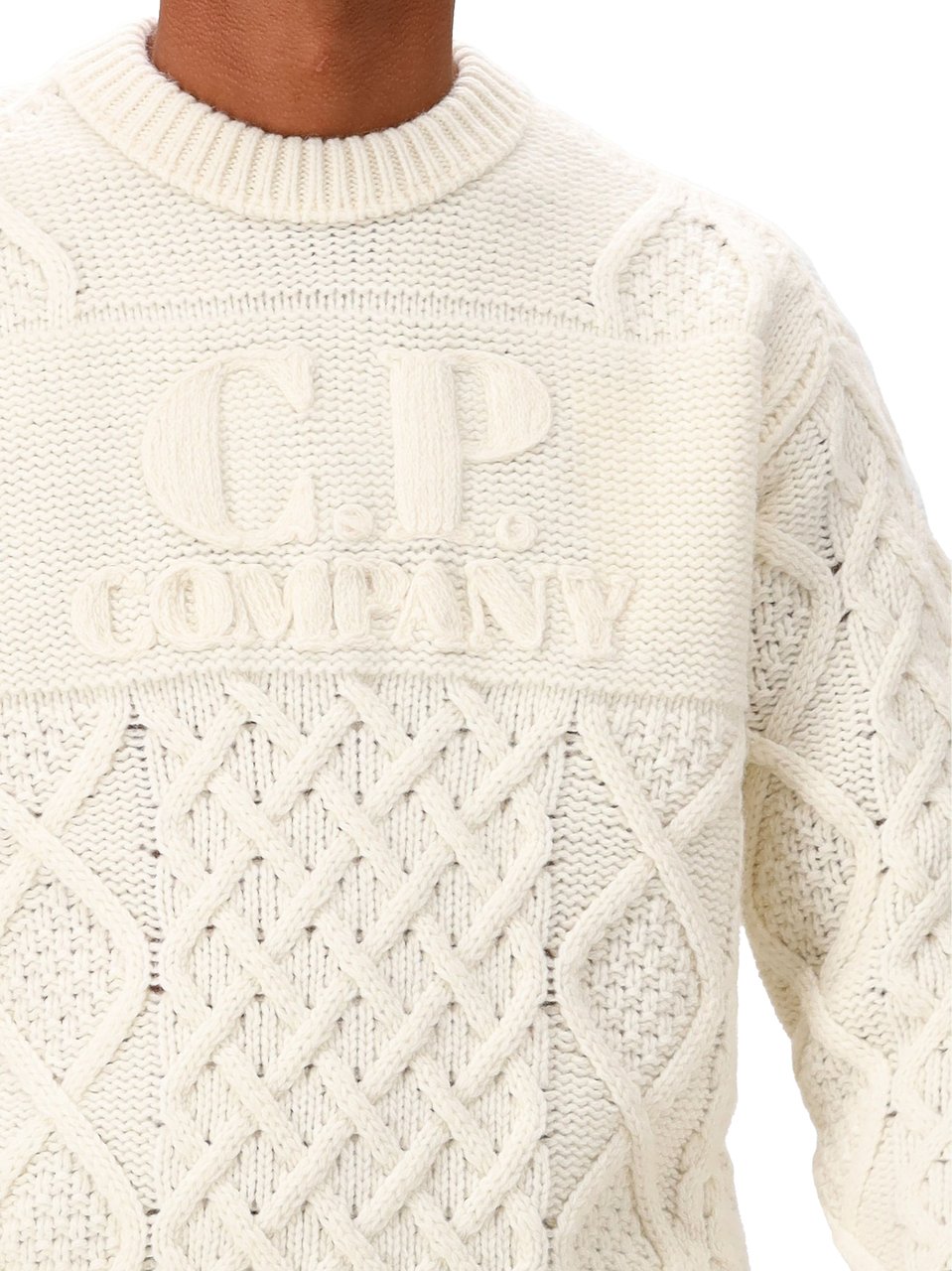 CP Company C.P. Company Gebreide Trui Wit Wool Soft Shetland Wit