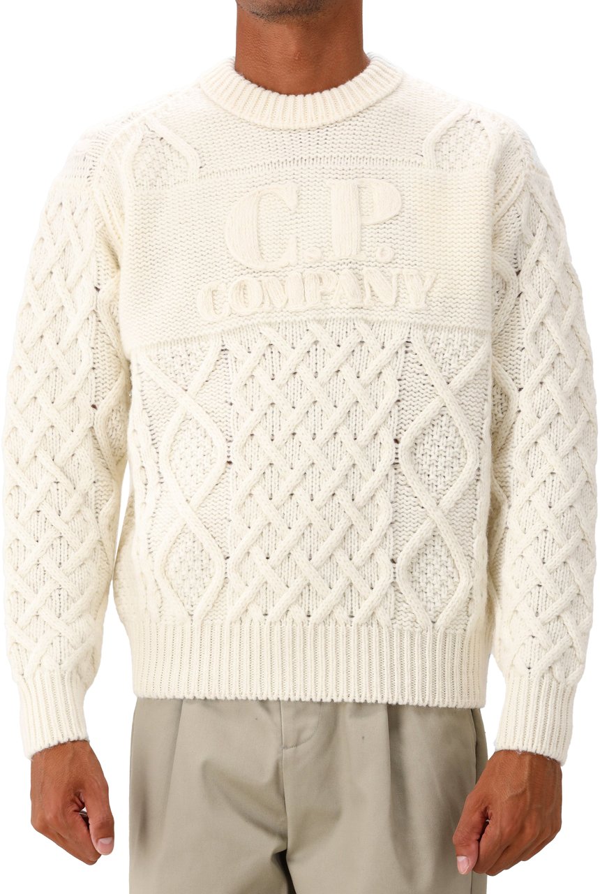 CP Company C.P. Company Gebreide Trui Wit Wool Soft Shetland Wit
