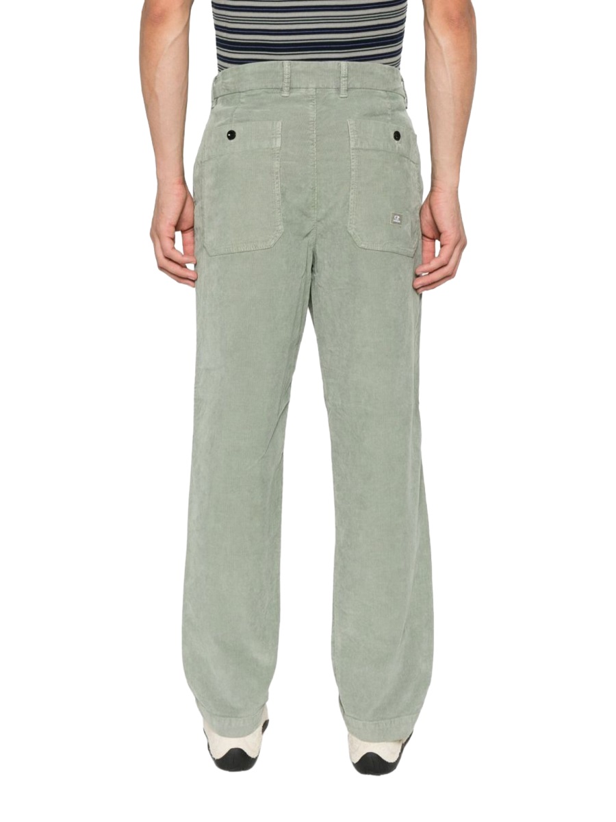 CP Company Sage Green Velvet Cotton Chinos Grijs