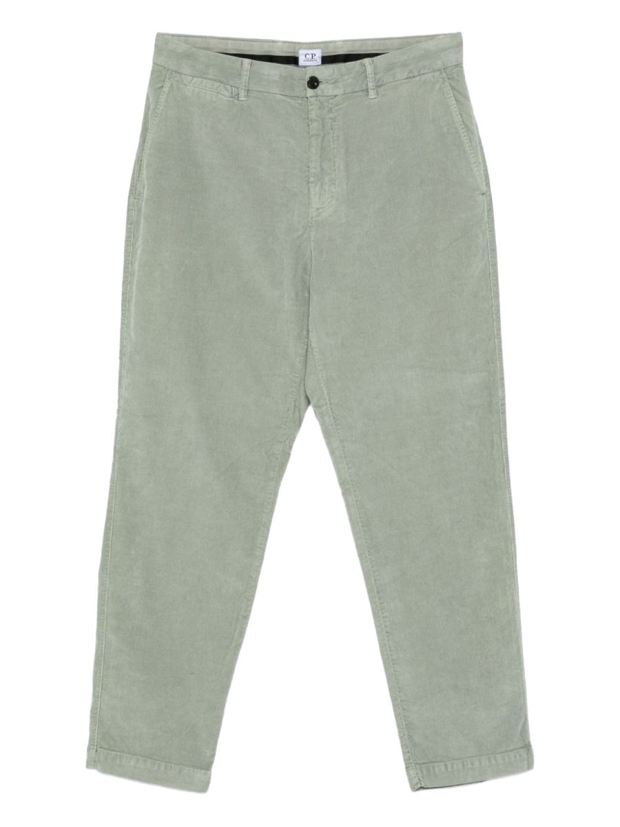 CP Company Sage Green Velvet Cotton Chinos Grijs