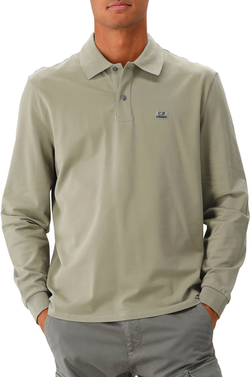 CP Company C.P. Company Longsleeve Polo Groen Stretch Piquet Groen