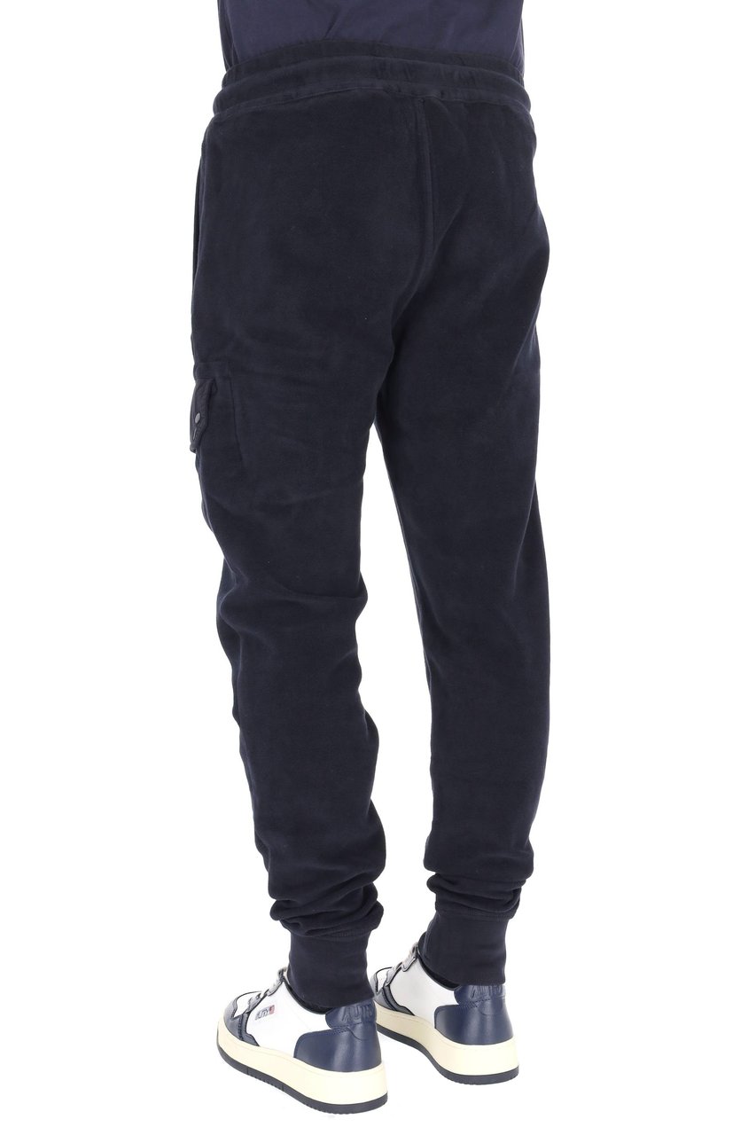 CP Company Relaxed Fit Brushed Cotton Pants with Logo Patch Zwart