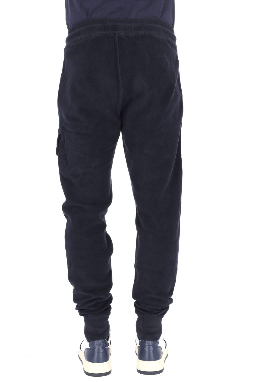 CP Company Relaxed Fit Brushed Cotton Pants with Logo Patch Zwart