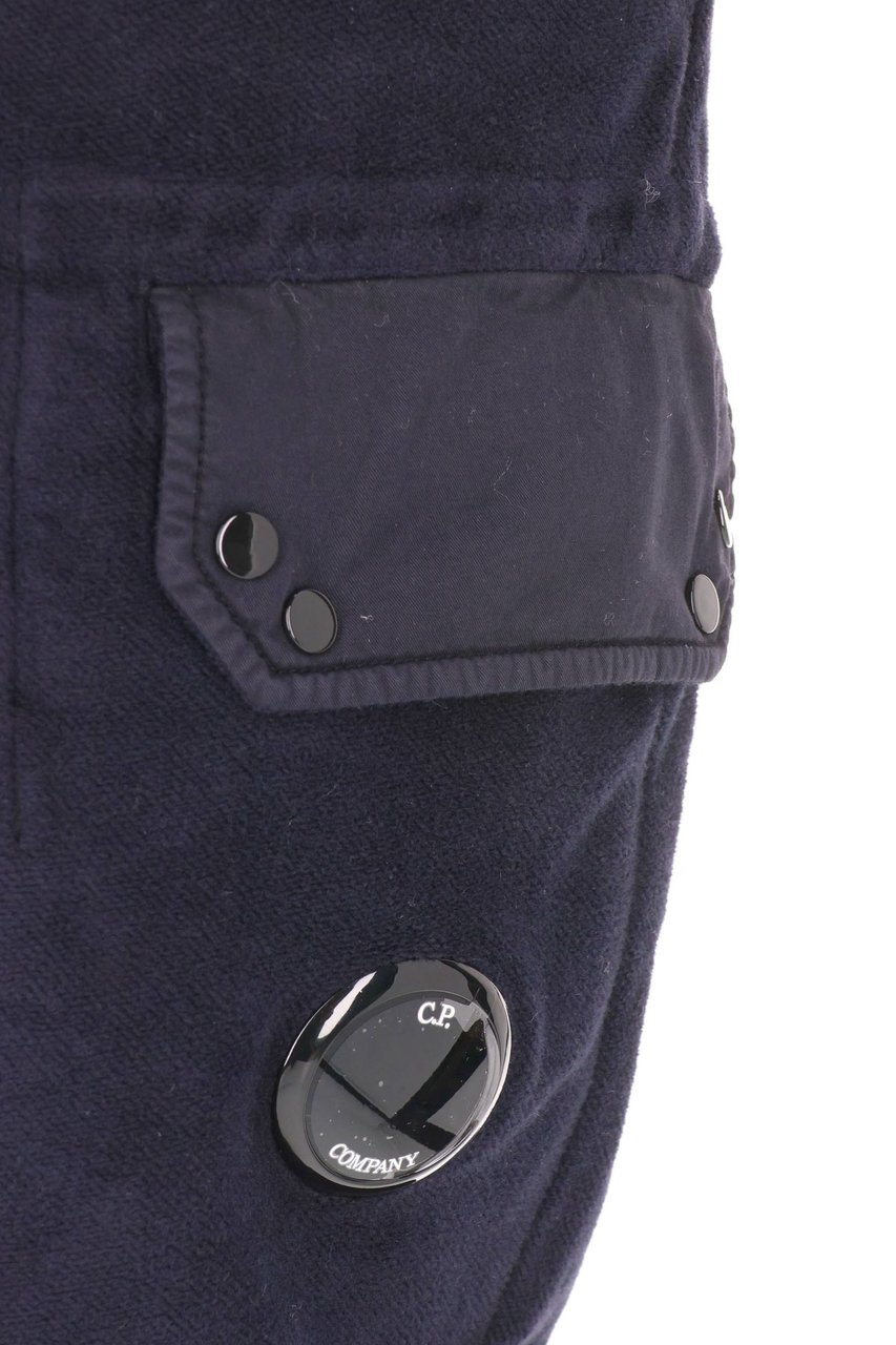 CP Company Relaxed Fit Brushed Cotton Pants with Logo Patch Zwart