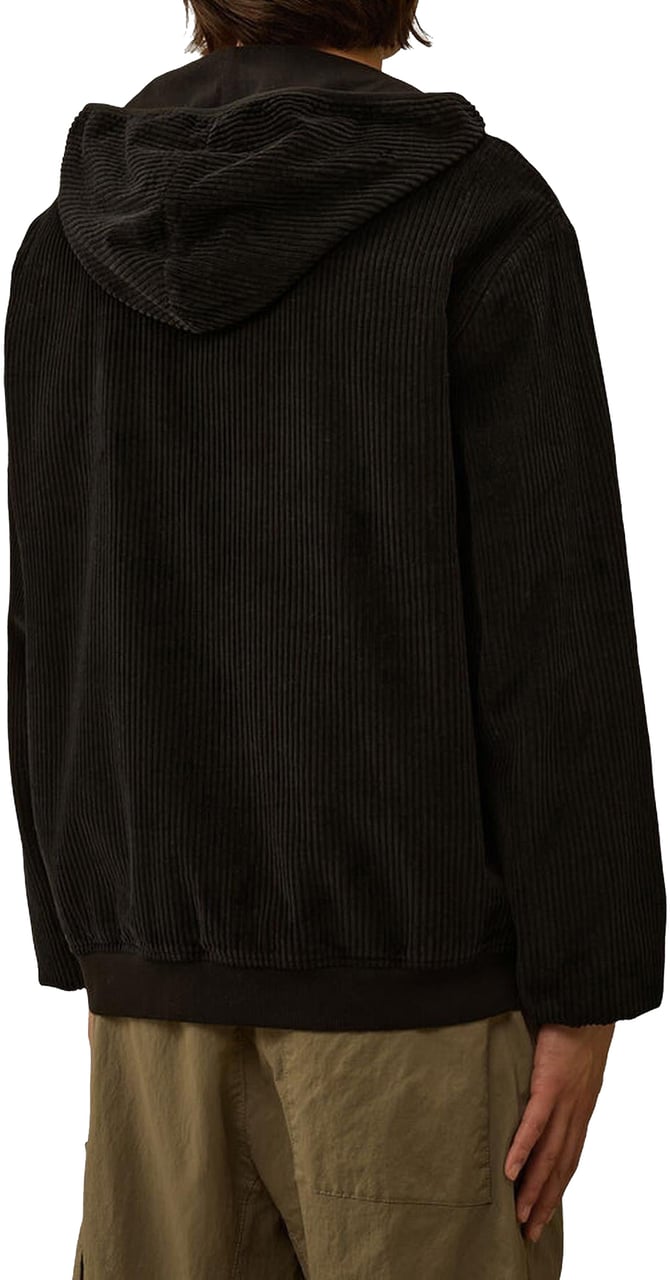 CP Company Heren Curduroy Zip Hooded Zwart Zwart