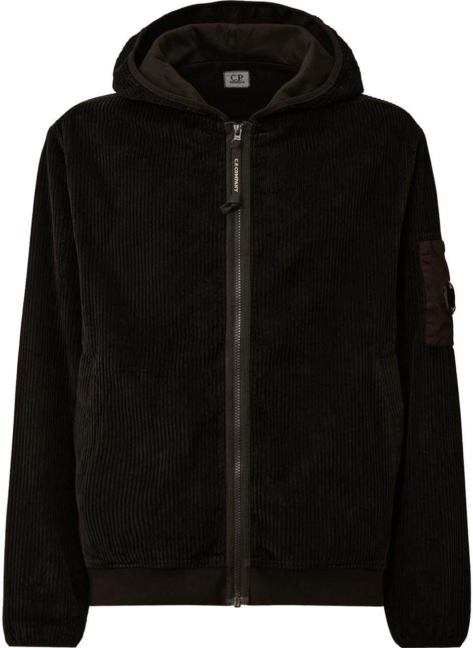 CP Company Heren Curduroy Zip Hooded Zwart Zwart