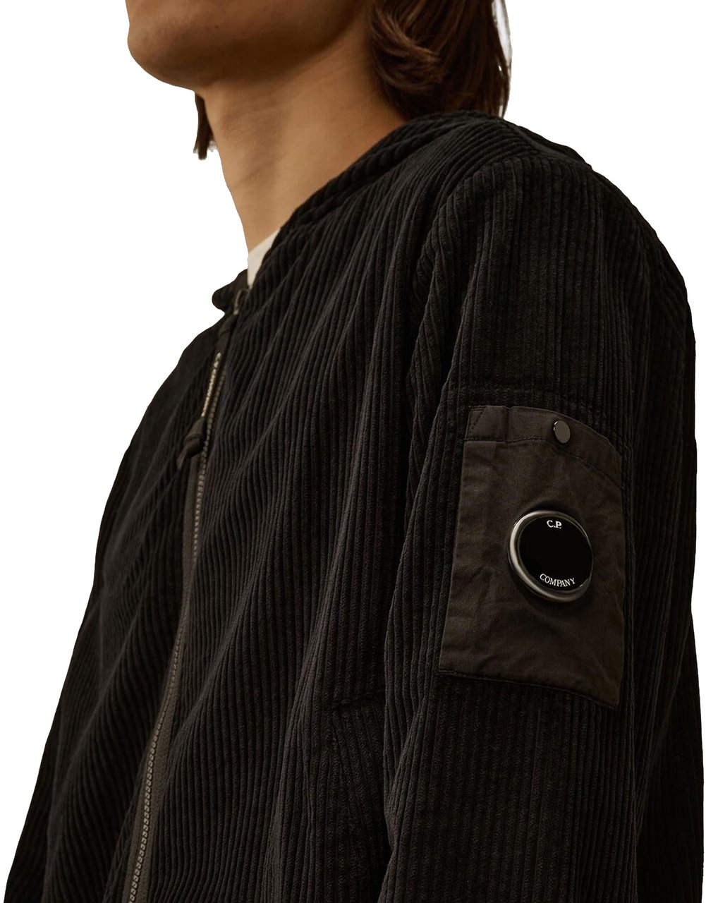 CP Company Heren Curduroy Zip Hooded Zwart Zwart