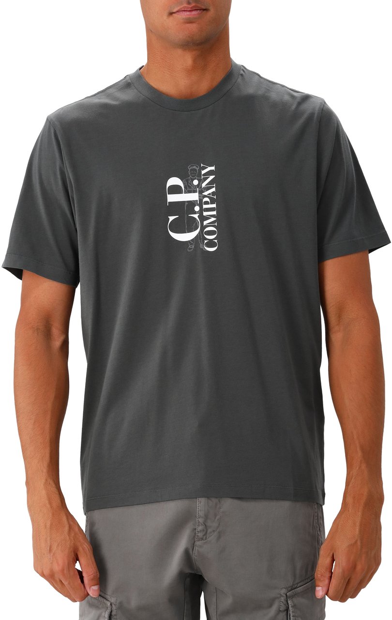 CP Company C.P. Company T-shirt Grijs Jersey 30/1 Groen