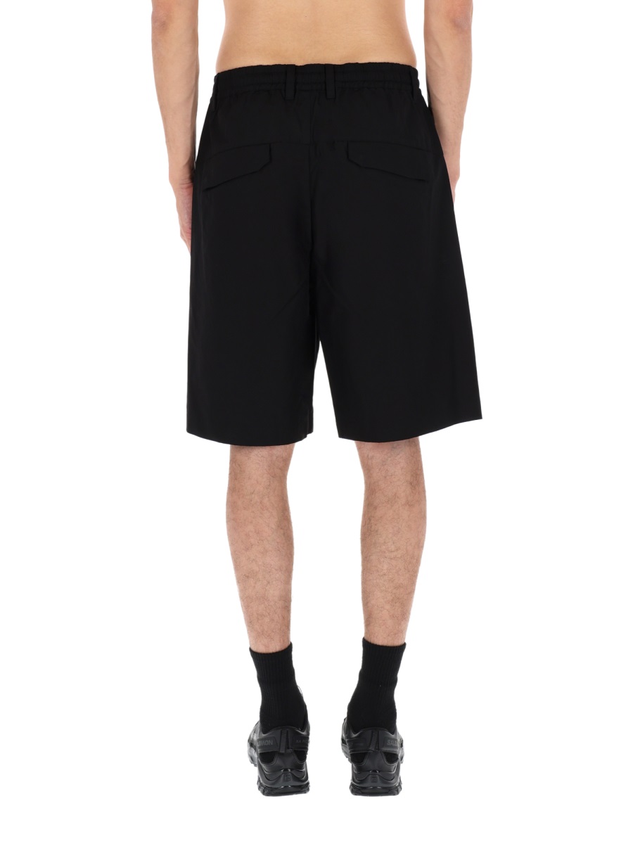 CP Company Black Metropolis Elastic Waistband Cotton Shorts Zwart