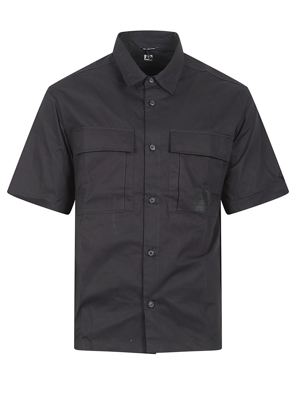 CP Company Short-Sleeved Shirt with Classic Collar and Functional Pockets Zwart