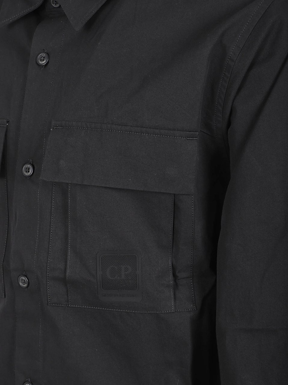 CP Company Structured Black Cotton Shirt with Classic Collar Zwart