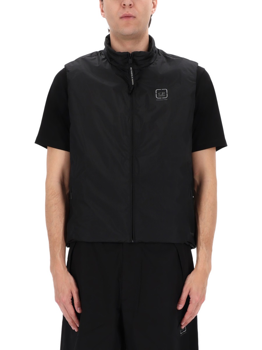 CP Company Logo Polyamide Zippered Vest Zwart