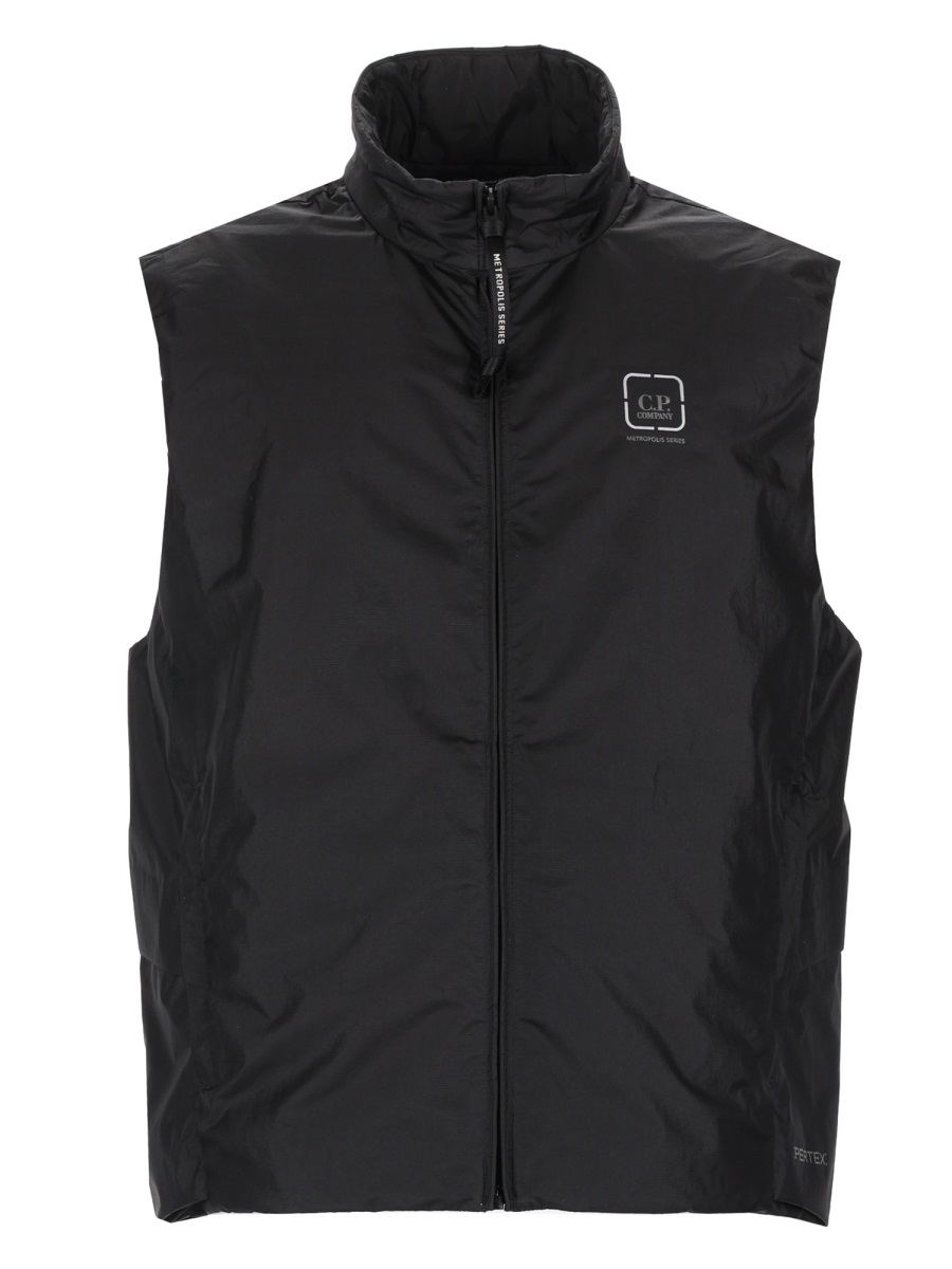 CP Company Logo Polyamide Zippered Vest Zwart