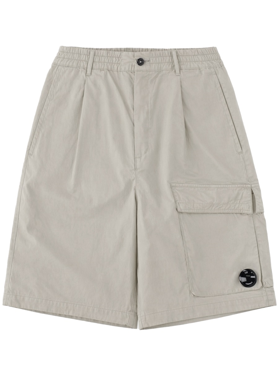 CP Company Neutrals Elastic Waistband Cargo Shorts Wit