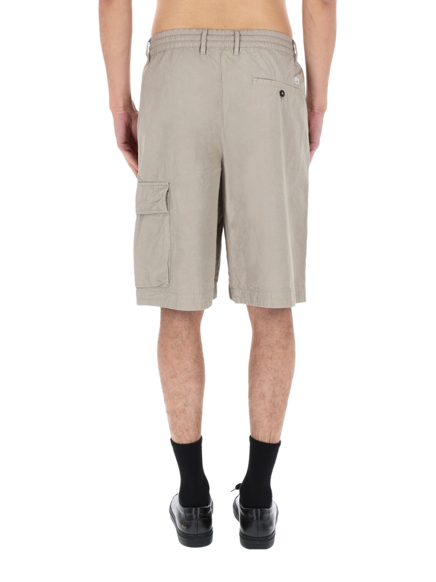 CP Company Neutrals Elastic Waistband Cargo Shorts Wit