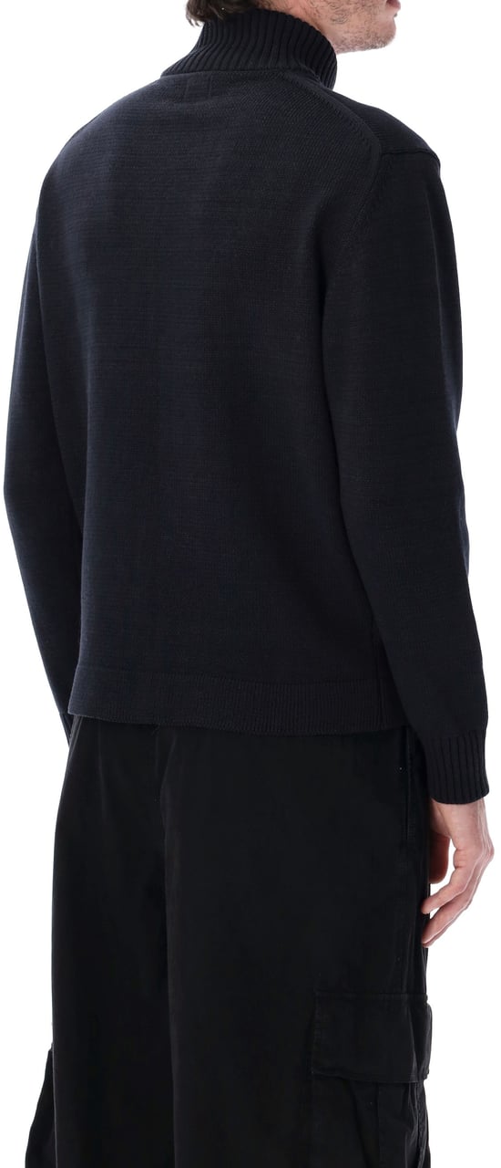 CP Company Knitwear Cardigan In Compact Cotton Blu Zwart