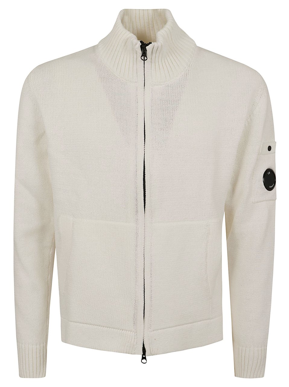 CP Company Compact Cotton Zipped Cardigan with High Ribbed Collar Wit