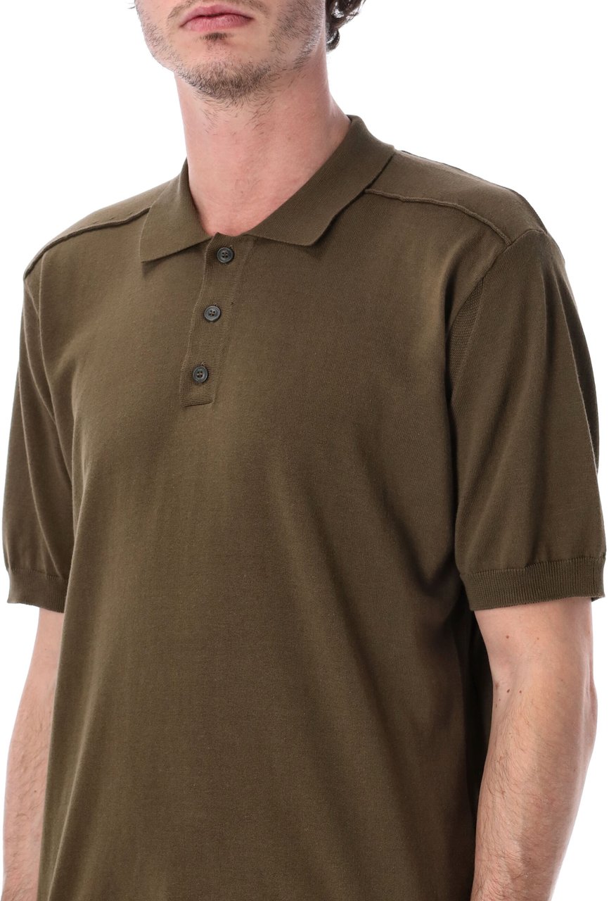 CP Company S/S Polo Sweater Dark Olive Groen