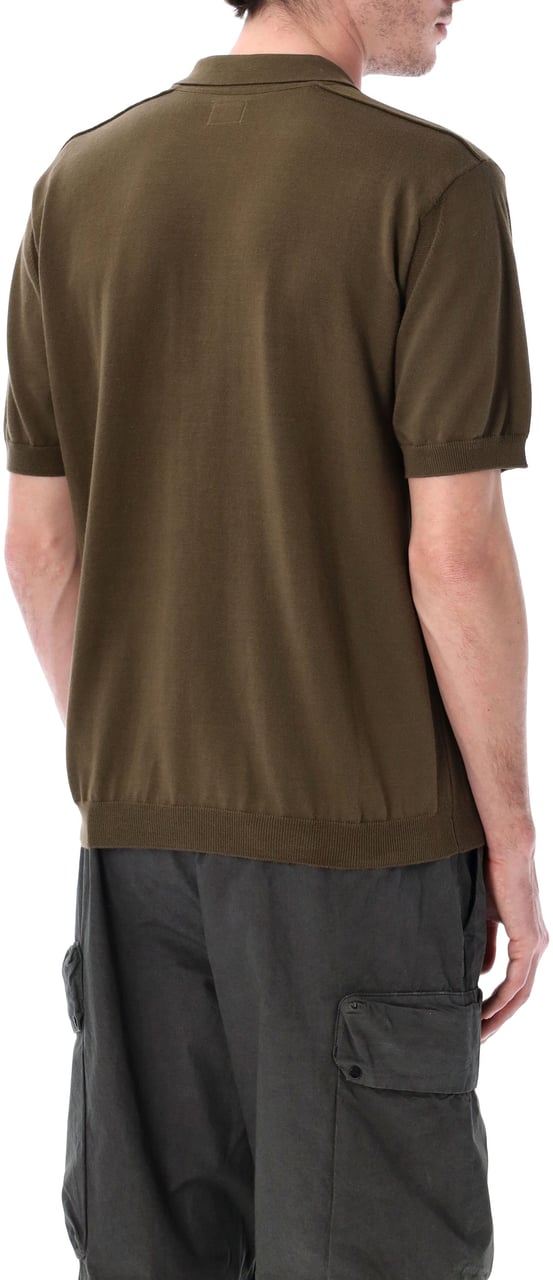 CP Company S/S Polo Sweater Dark Olive Groen