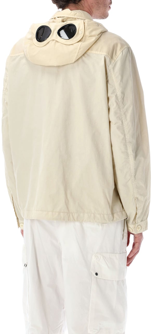 CP Company Flatt Nylon Goggle Overshirt Frozen Ecru Wit