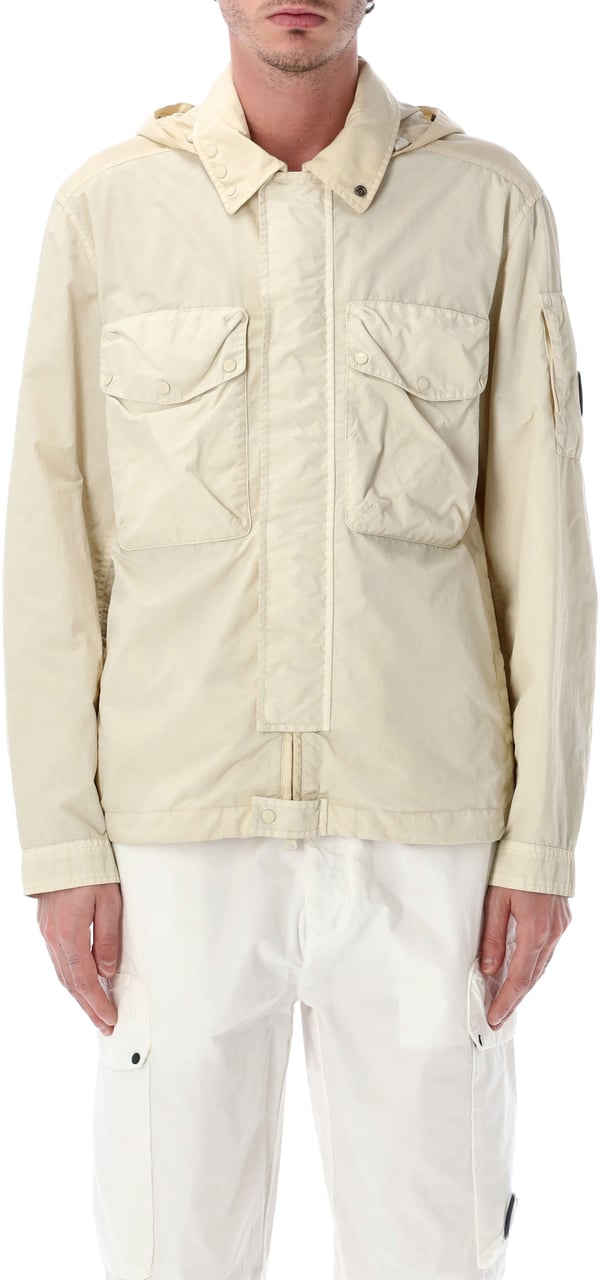 CP Company Flatt Nylon Goggle Overshirt Frozen Ecru Wit