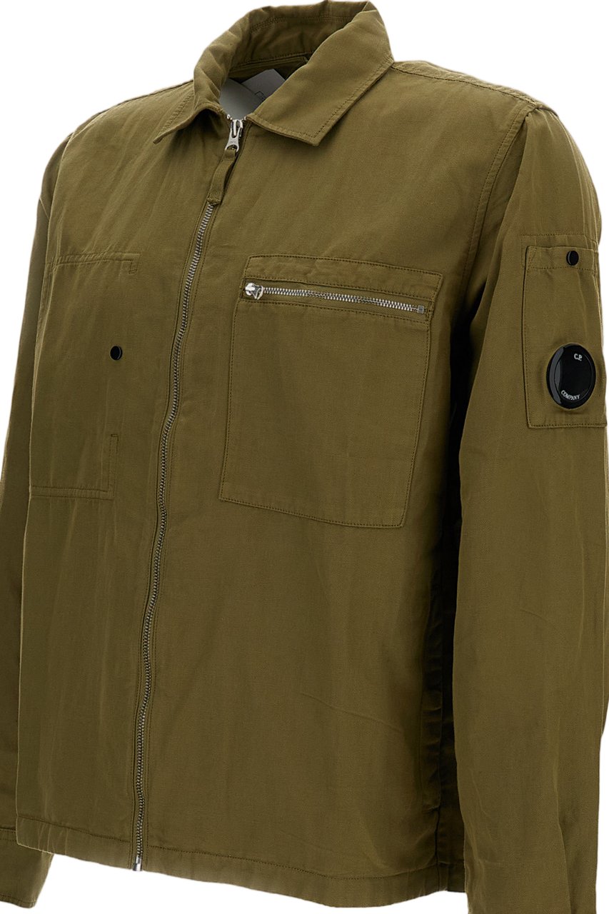 CP Company Oversized Organic Gabardine Zip-Up Shirt Groen