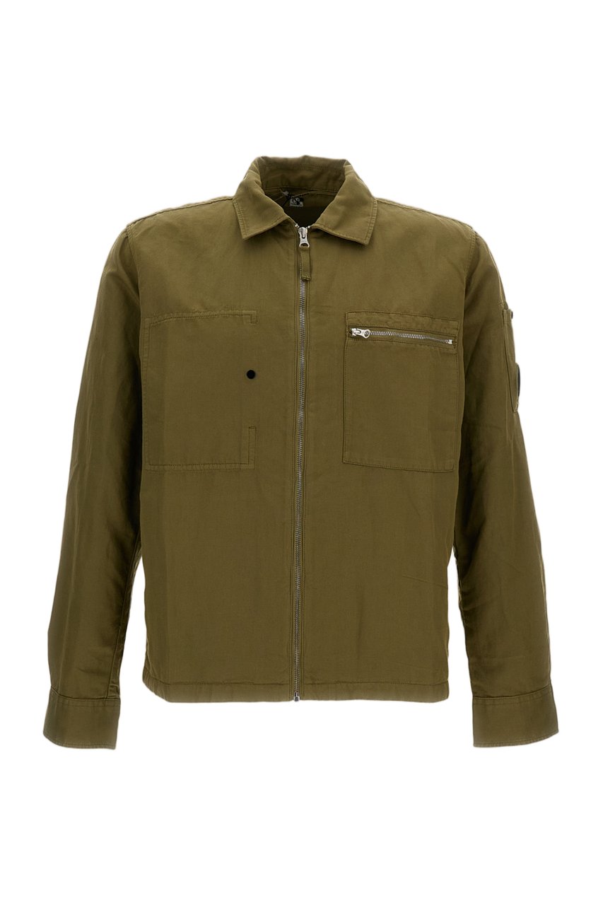 CP Company Oversized Organic Gabardine Zip-Up Shirt Groen