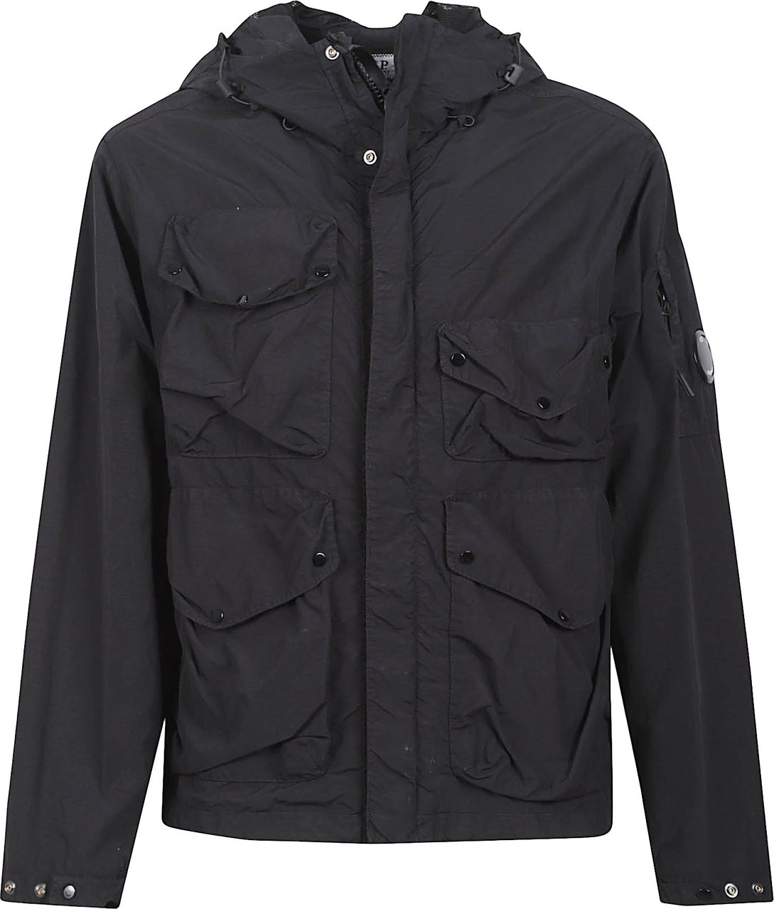 CP Company Matte Black Jacket with Integrated Goggles Zwart