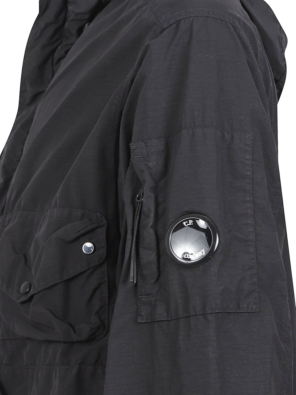 CP Company Matte Black Jacket with Integrated Goggles Zwart