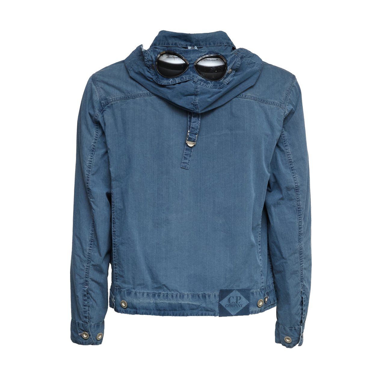 CP Company 50 Fili Bleached Goggle Hooded Jacket Blauw