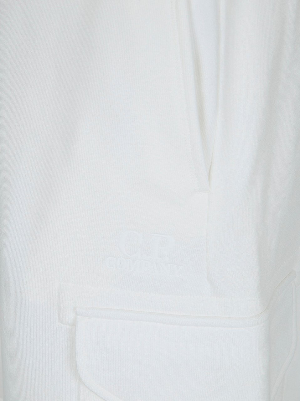 CP COMPANY DIAGONAL RAISED FLEECE CARGO SWEATSHORTS Wit