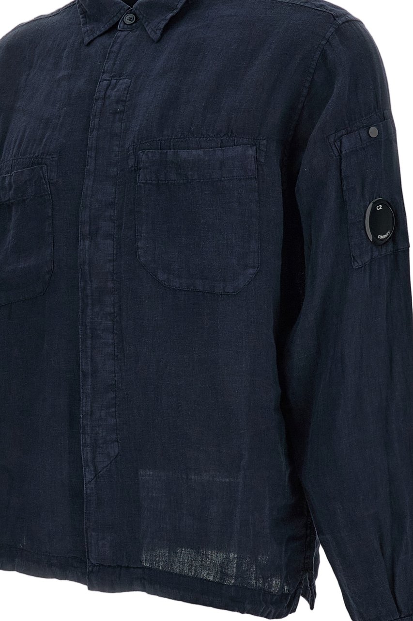 CP Company Long-Sleeved Linen Shirt Blauw