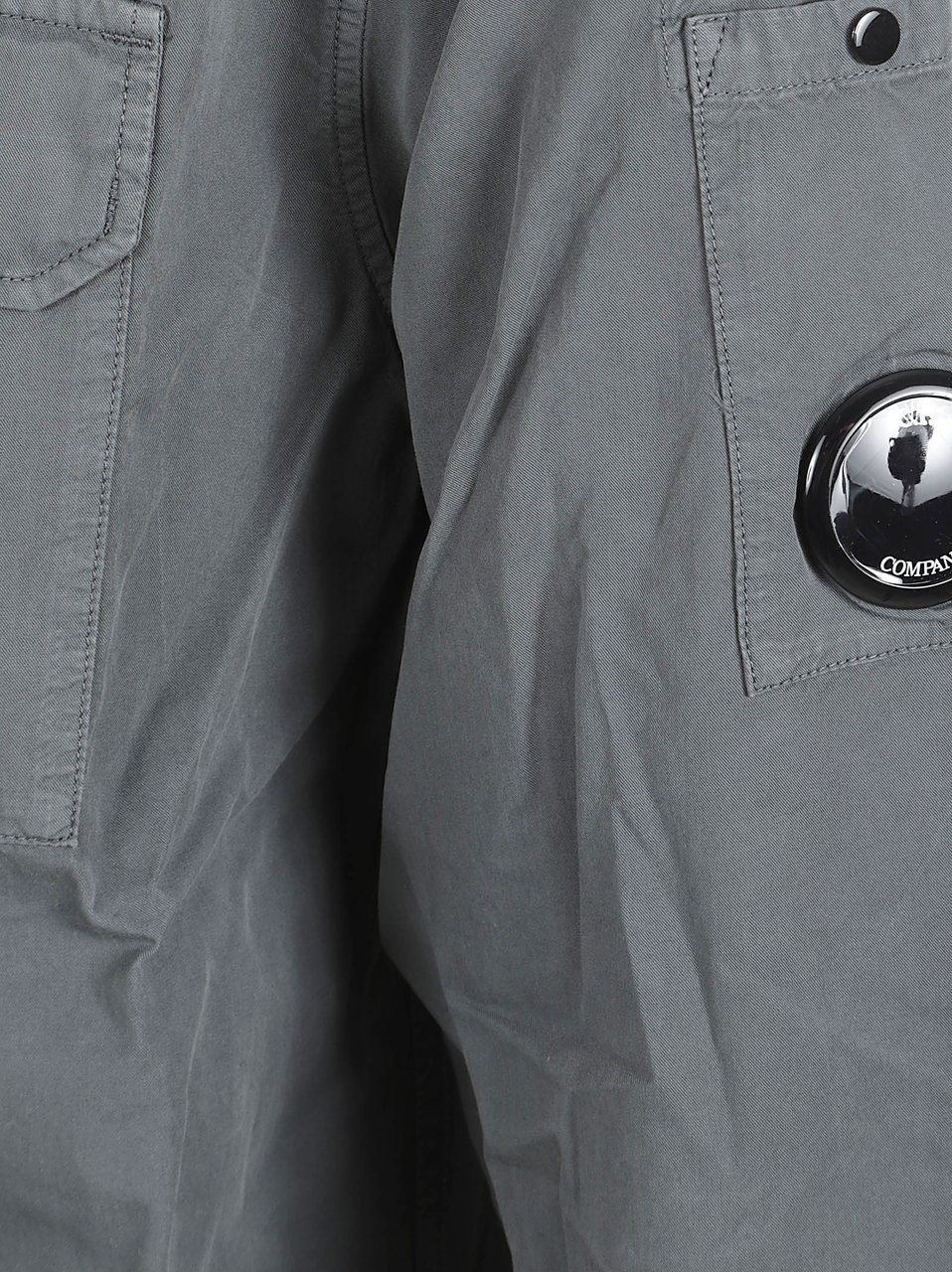 CP Company Button-Down Grey Shirt with Structured Collar Grijs