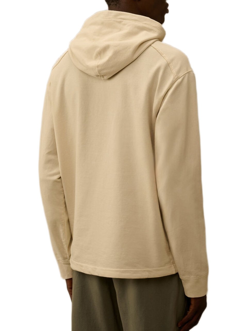CP Company Half-Zip Lightweight Cotton Fleece Sweater With Iconic Lens Detail Neutraal