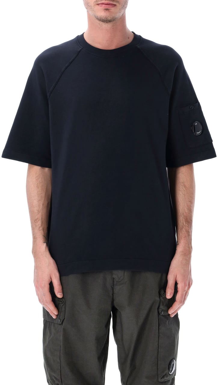 CP Company Sweatshirts Short Sleeve In Light Fleece Blu Blauw