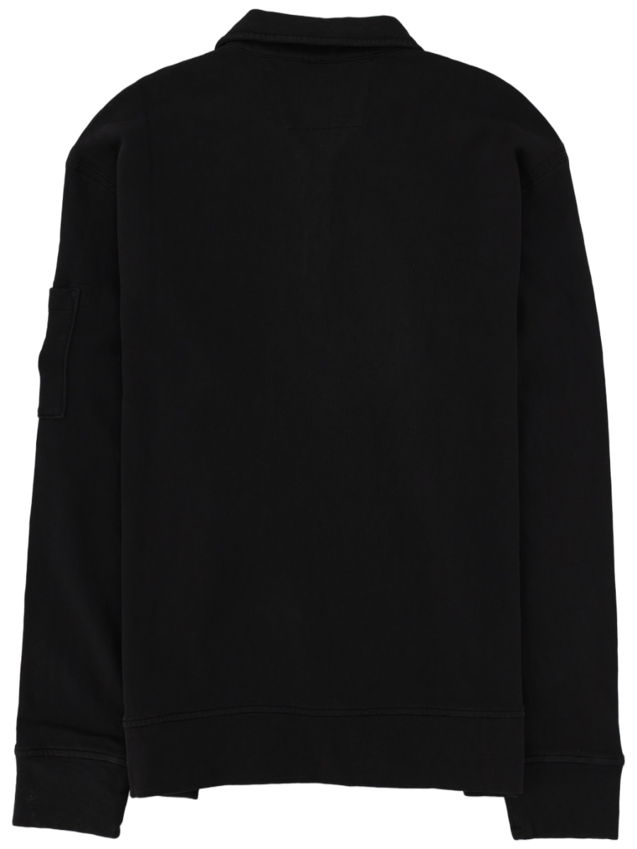 CP Company Polo Collar Cotton Half-Zip Sweatshirt Zwart