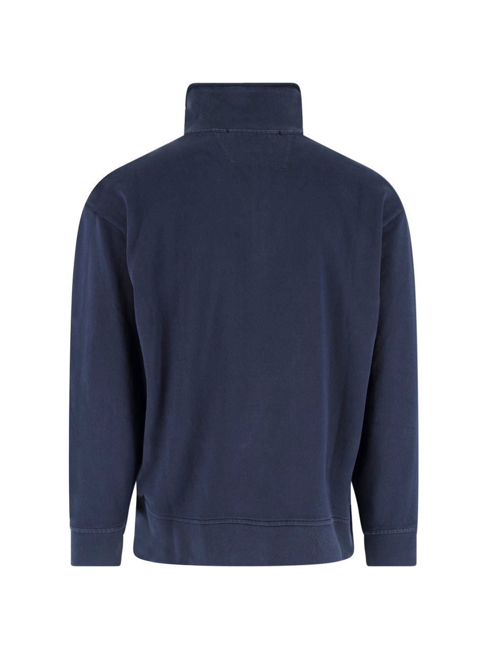 CP Company Blue High-Collar Half-Zip Cotton Sweatshirt Blauw