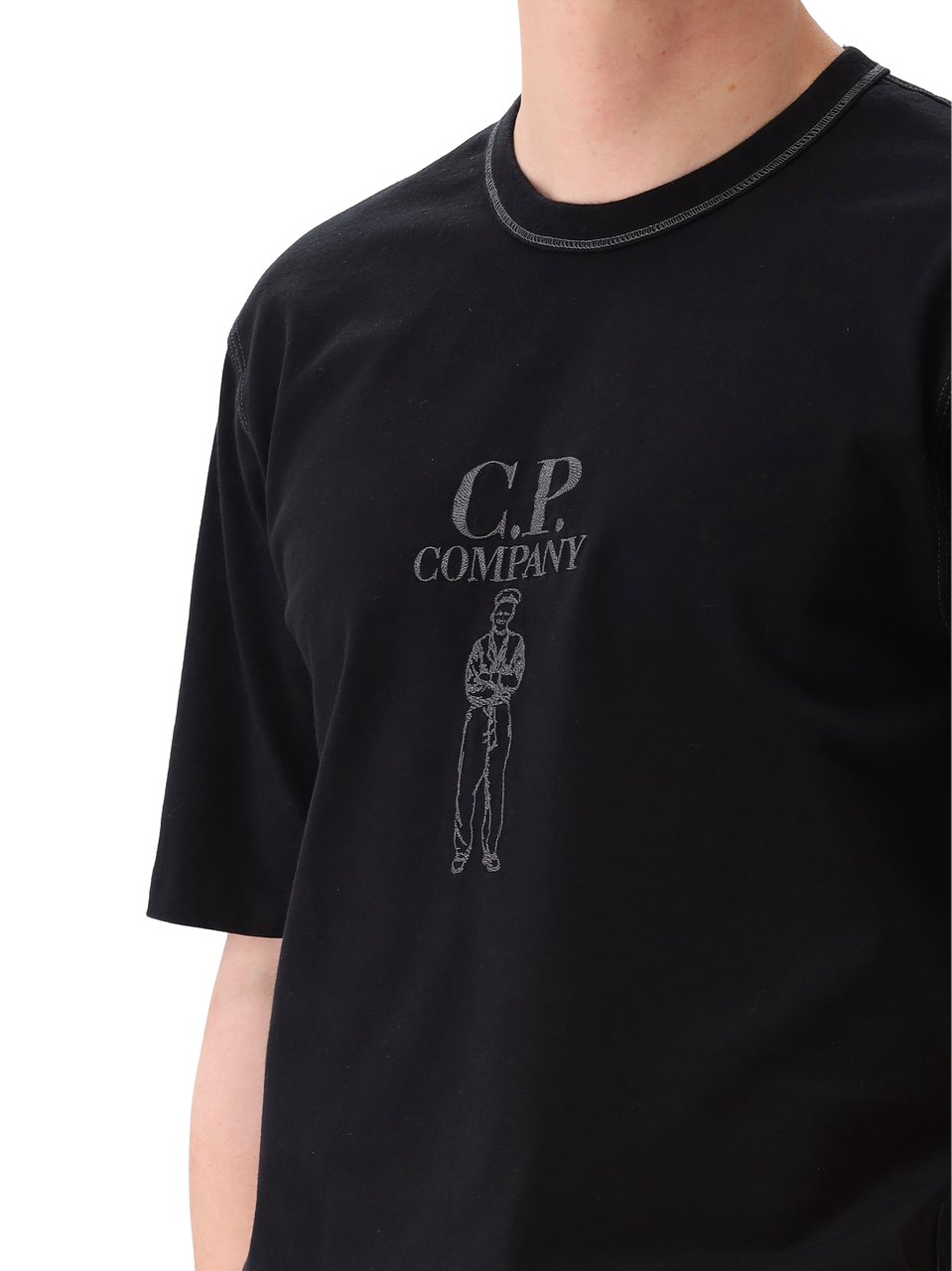 CP Company CP Company T-Shirt Zwart Twisted Short Sleeve Logo Zwart