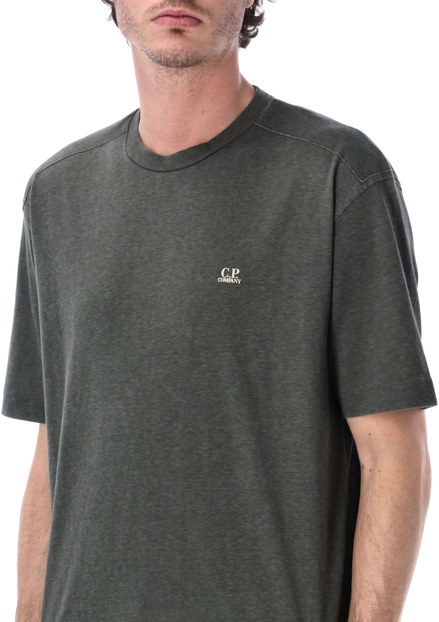 CP Company Logo Tee Grey Mel Gunmetal Donkergrijs