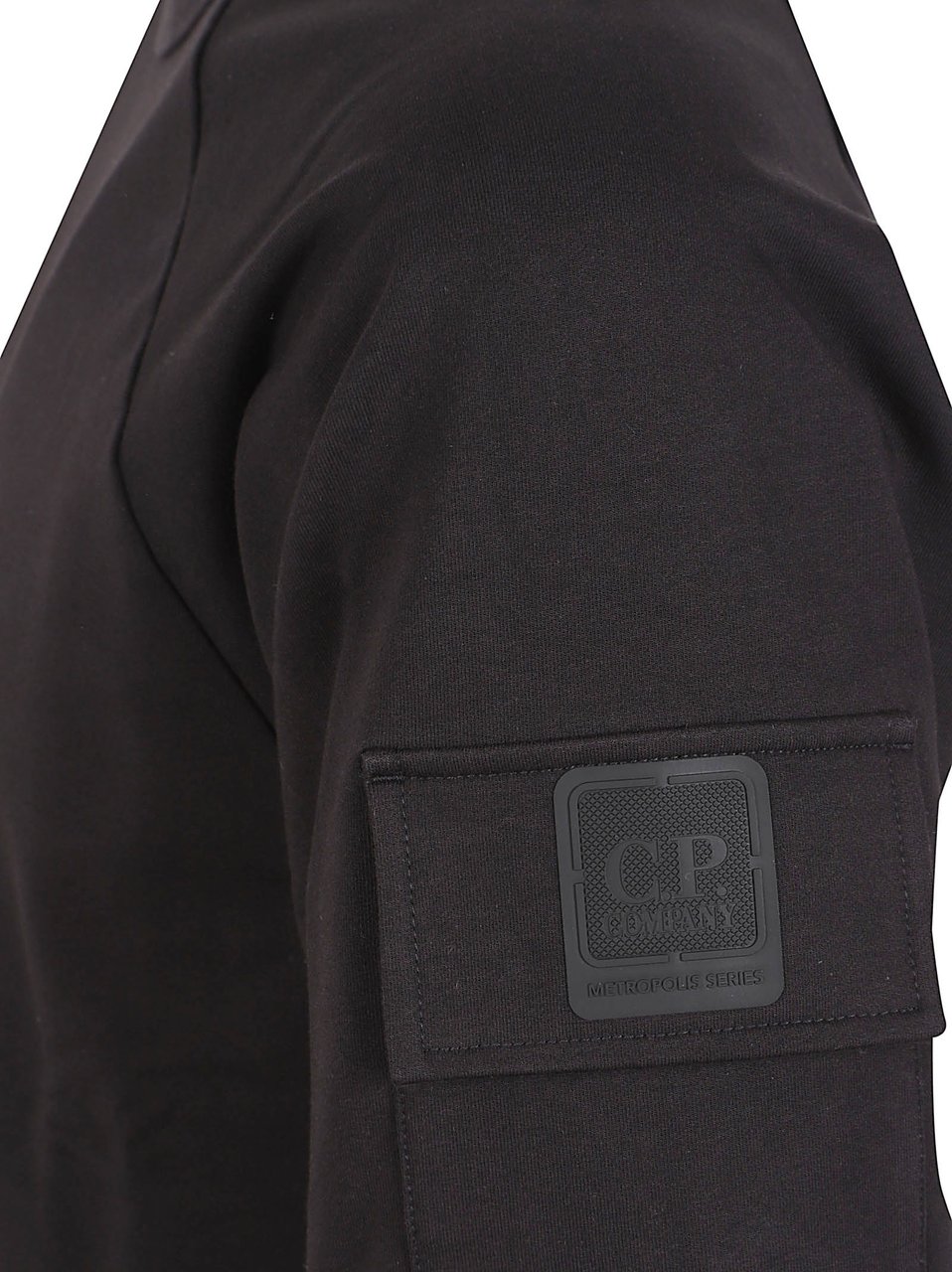 CP Company Boxy-Fit Black T-Shirt with Distinctive Patch Pocket Zwart