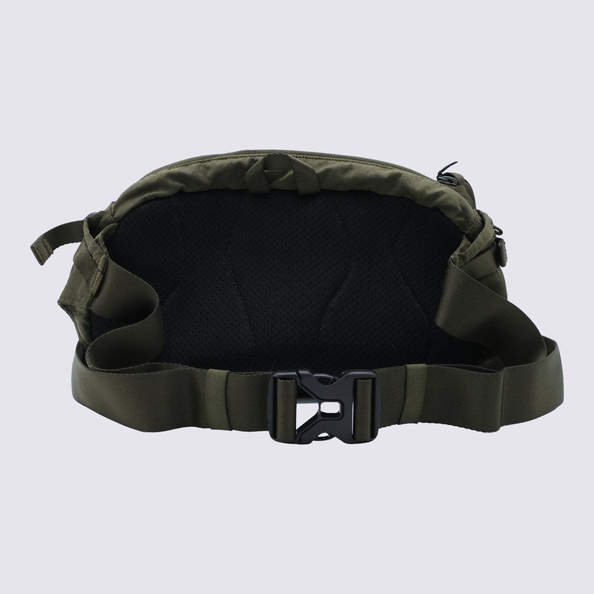 CP Company Rounded Rectangular Olive Green Bag with Circular Logo Grijs