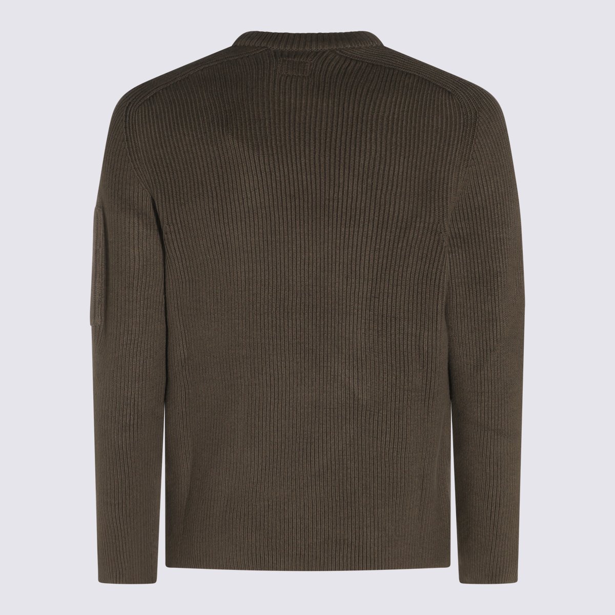 CP Company Ribbed Knit Sweater With Crew Neckline And Logo Detail Grijs