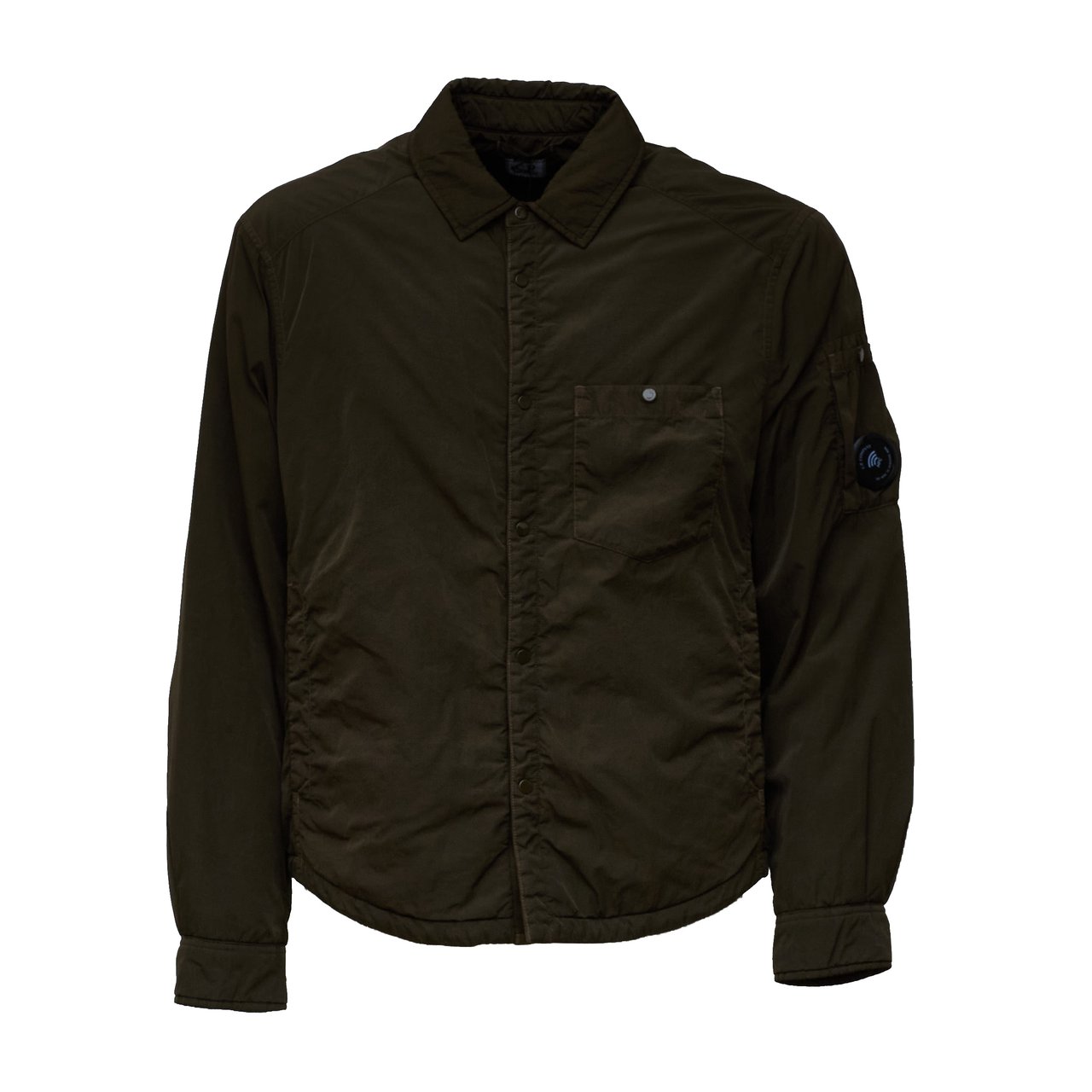 CP Company Padded Button Overshirt with Classic Collar and Quilted Details Zwart