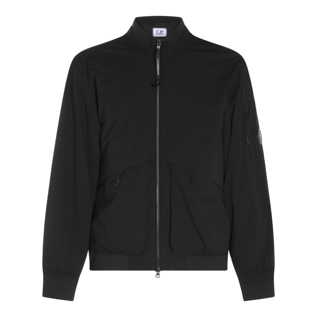 CP Company Black Jacket With Stand Collar And Zippered Details Zwart