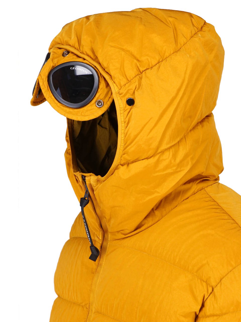 CP Company Quilted Hooded Down Jacket with Integrated Goggle Lenses Oranje