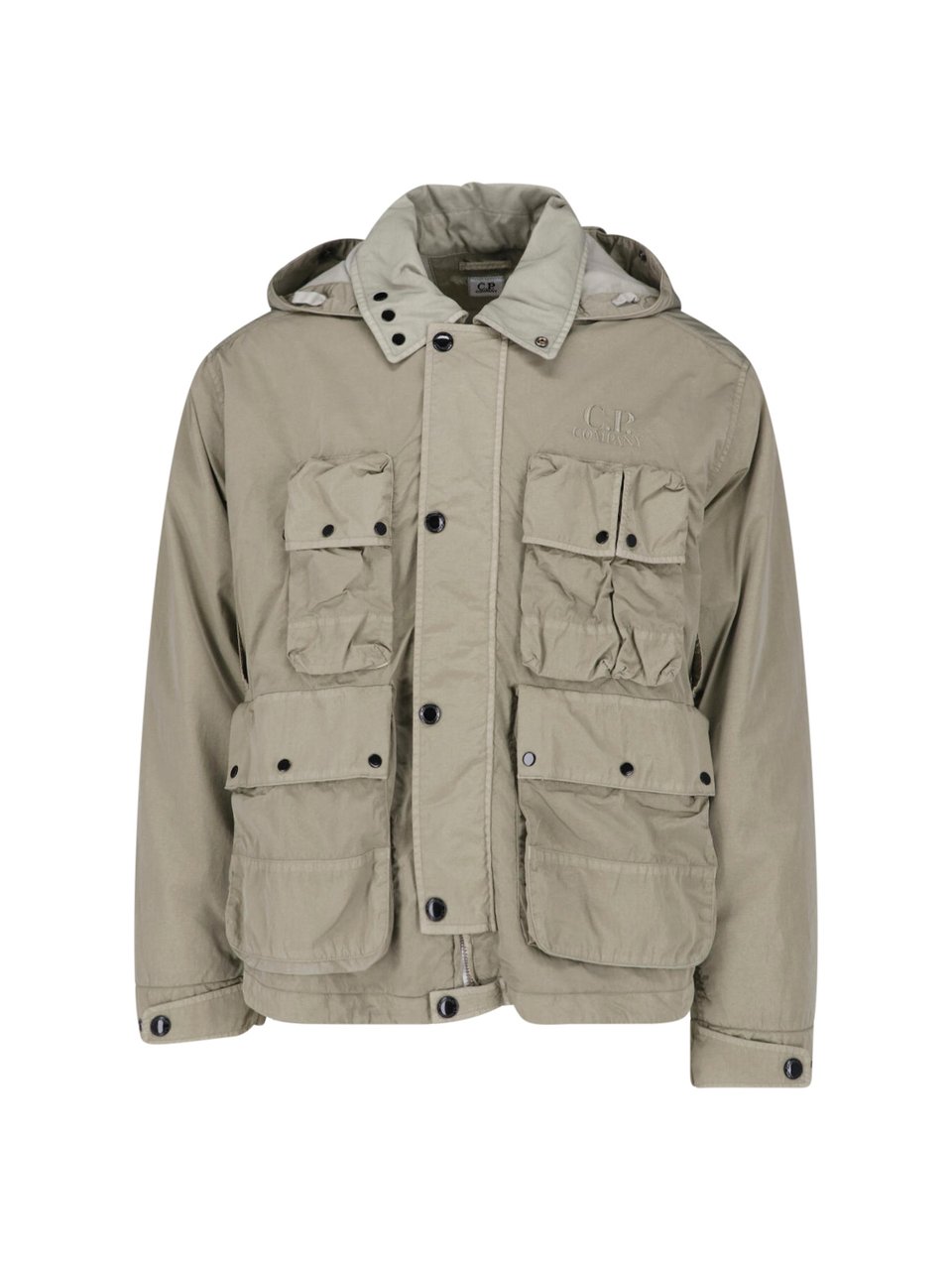 CP Company Hooded Heavy Chrome-R Jacket with Distinctive Goggle Lenses Groen